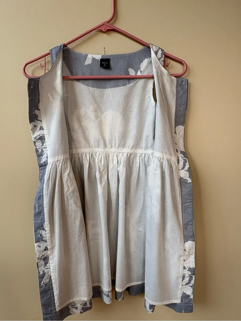 GAP - Blue and White Floral Stripe Dress - Girl's Size 8 - 100% Cotton